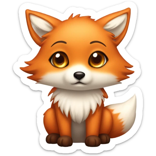 realistic and high detail of kawaii fox full body weeping sticker