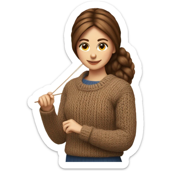 beautiful finnish brown hair woman knitting sweater  sticker