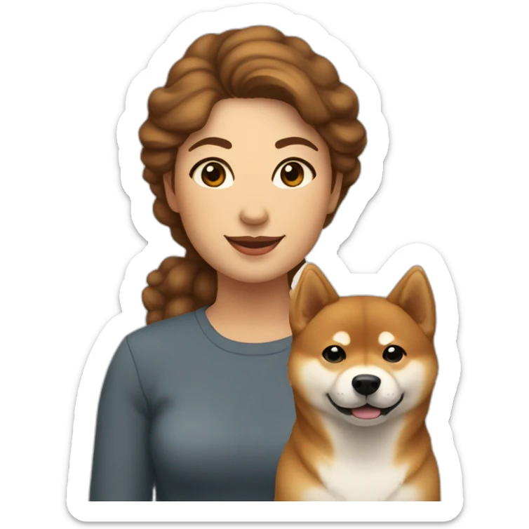 Cute Shiba-dog Accompanied by a middle age woman with brown and curly hair sticker