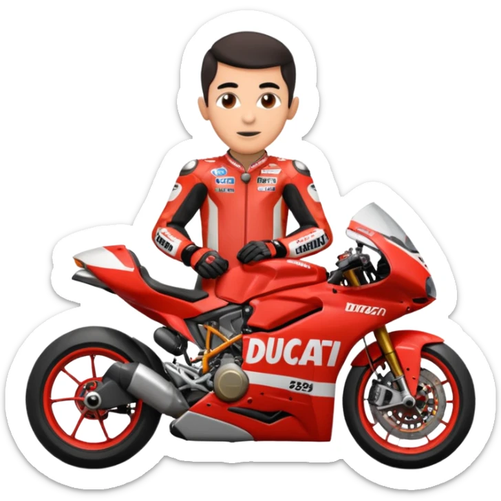 Un emoji de moto gp dé Ducati Marc Márquez pero con la moto del 2025 y el número del piloto es el 93 sticker
