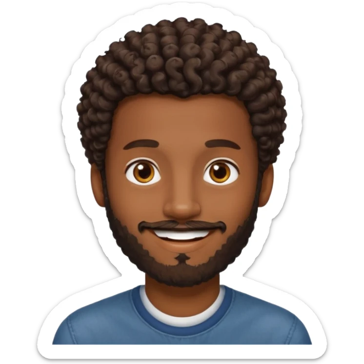 Dark brown skin man with a light beard and a curly   fade haircut with dark brown eyes sticker
