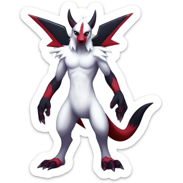 Cool Edgy Zangoose-Absol-Seviper Fakémon Digimon with Edgy markings, full body, outlined sticker