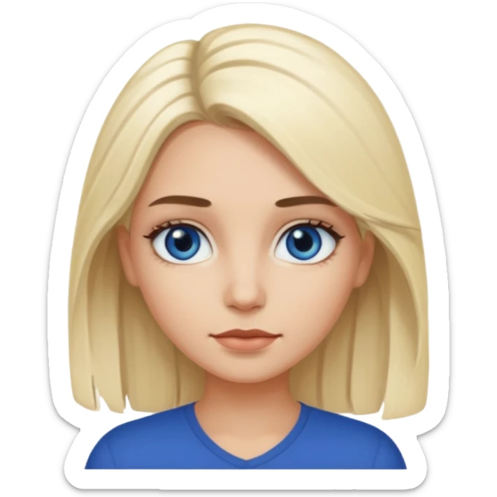 white blonde girl with grown out dark roots and dark blue eyes that's not really tan but not pale sticker
