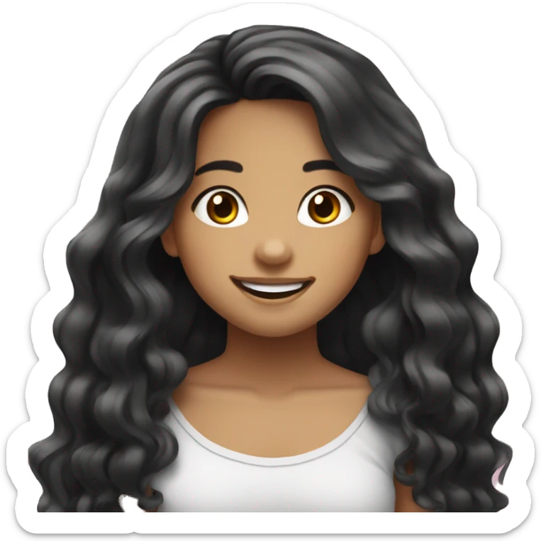 girl filipino long wavy hair black smiling with braces sticker