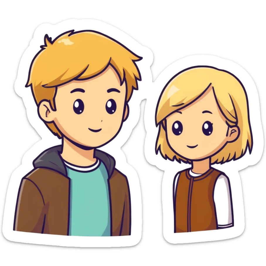 Weeding girl sith blonde hair and man with brown hair sticker