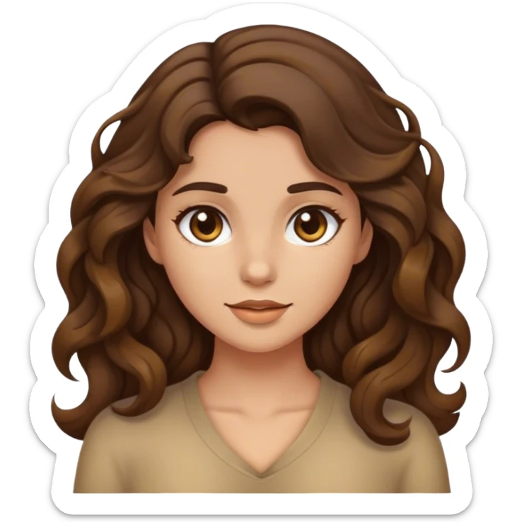 brunette girl with wavy hair and hair color brown golden sticker