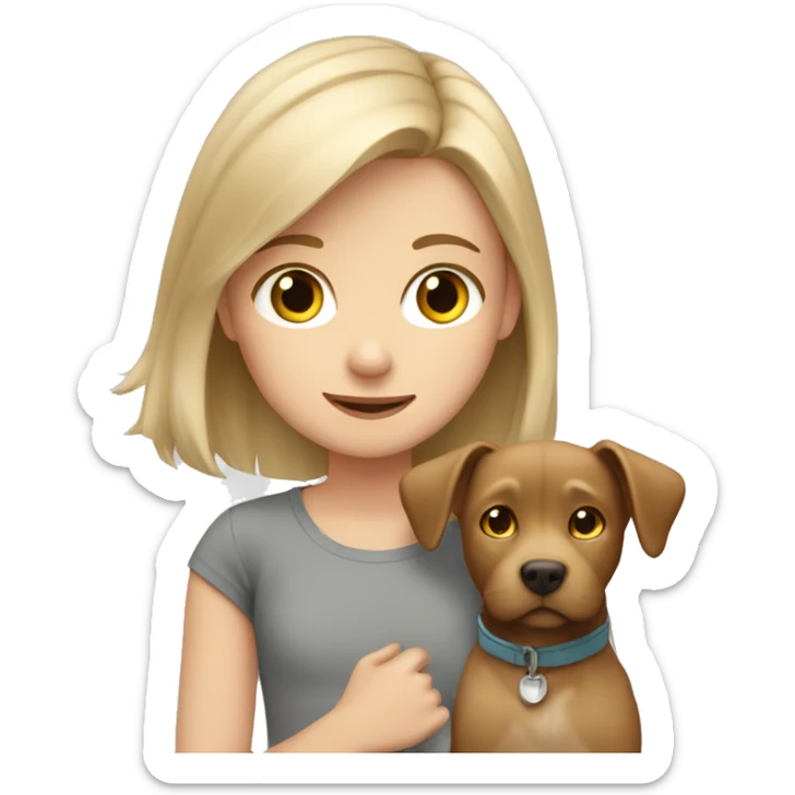 blonde girl with light brown hair boy and Gray cat and the dog sticker