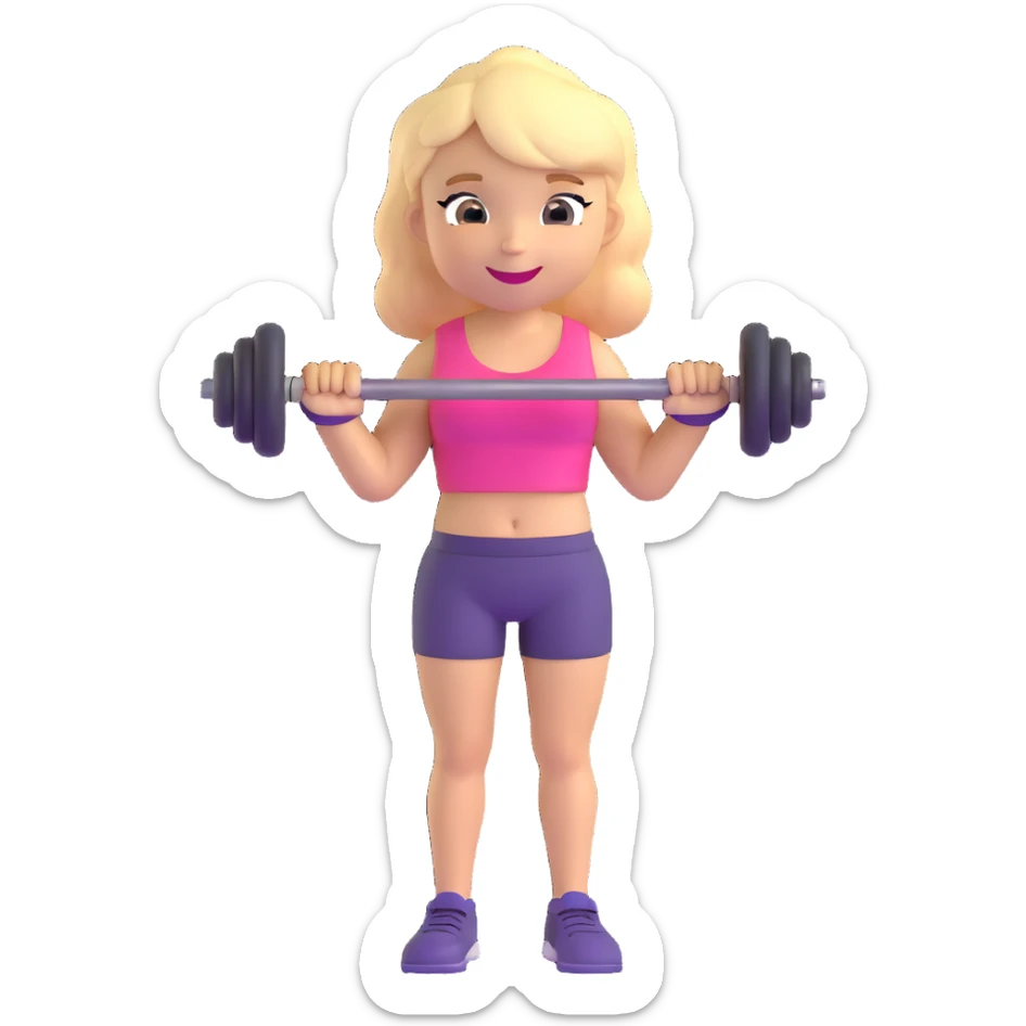 blondes Mädchen, das gerne ins Fitnessstudio geht, stark, sportlich, lächelnd, mit Hanteln oder Fitness-Accessoires sticker