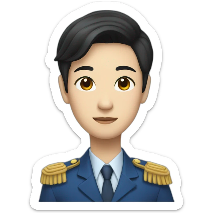 young asian deputy in blue suit and very short black hair sticker