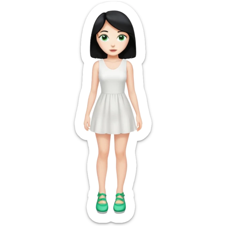 Prince, black hair, body, legst, blue eyes, woman blonde hair, green eyes, sexy white short sleveless dress, shoes sticker