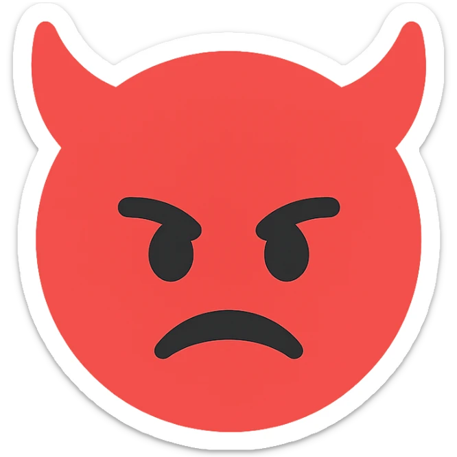 minimalist devil icon, flat red and black colors sticker