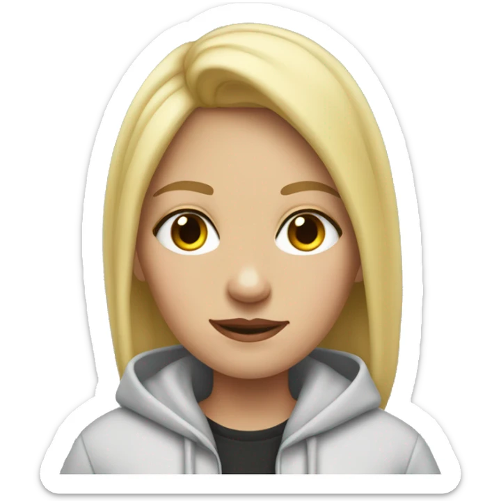 Girl with blonde hair and Wednesday hoodie  sticker
