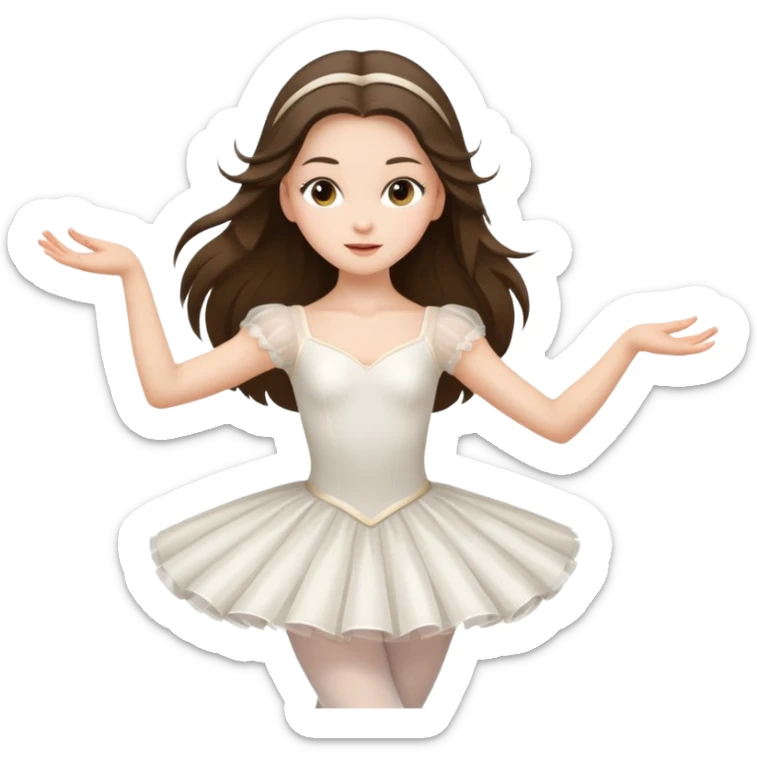 white brunette girl long hair with hazel eyes in a ballet costume dancing  sticker