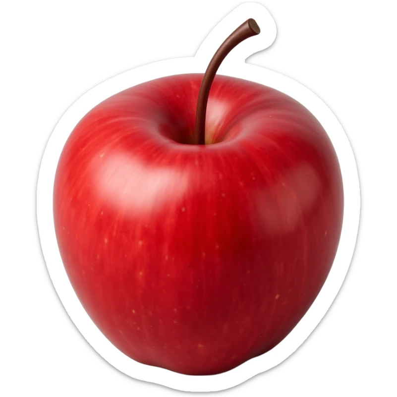realistic shiny red apple icon in skeuomorphism style with subtle shadows and highlights sticker