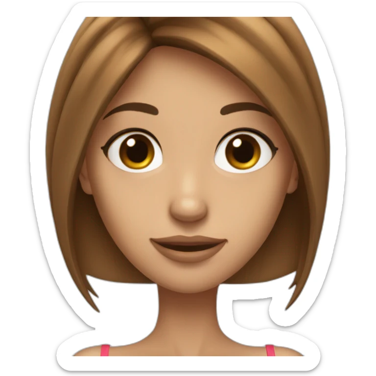 long brown hair skinny girl with thin face and makeup from head to chest sticker