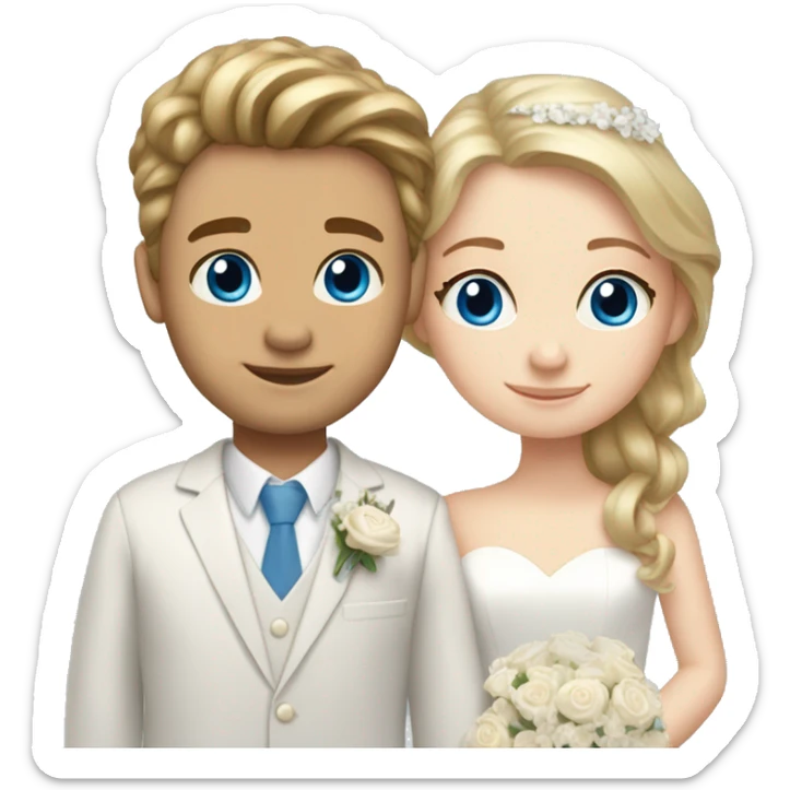 Blonde hair blue eyes girl with brown hair hazel eyes boy getting married  sticker