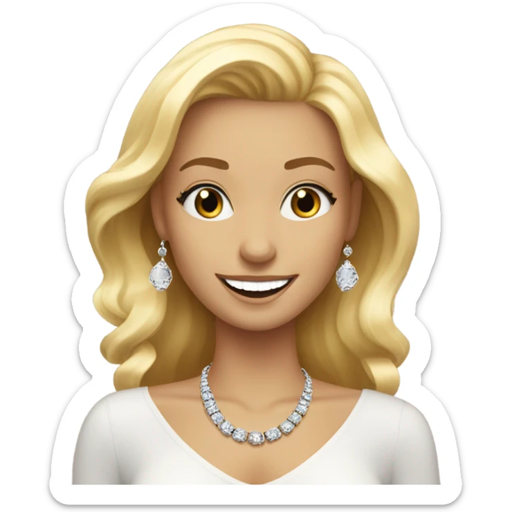 blonde girls smiling with jewelry and happy new year 2025 sticker