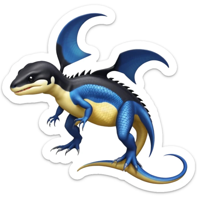 Orca-dragon-reptile-reptilian-lizard-skink-gecko-Digimon-hybrid full body, two legs, arms, tail sticker