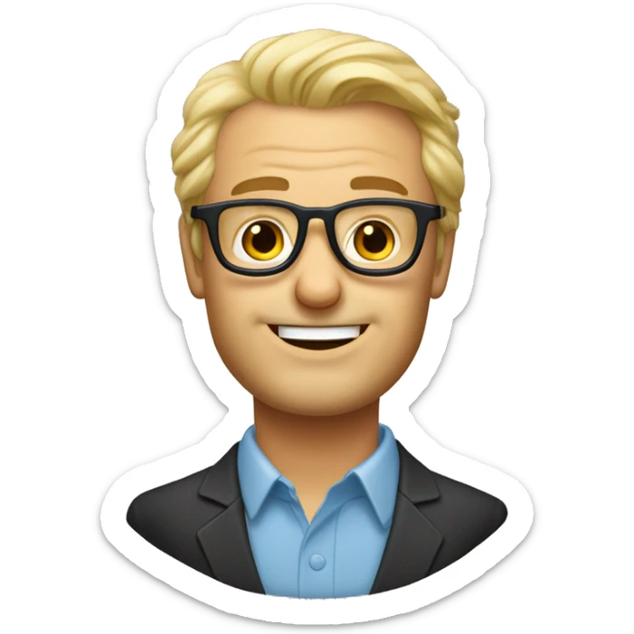 Un homme blond avec des lunettes promènent son berger australien  sticker