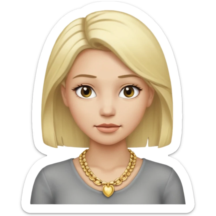 Female with Gold Necklace, grey skin,blonde hair, different expressions. sticker