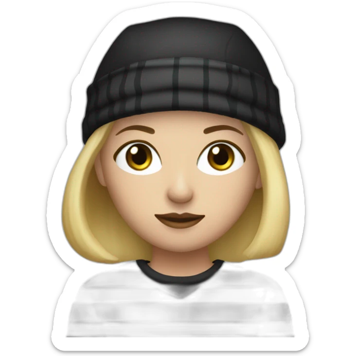 bank robber blonde woman with black beanie hat eye mask and striped shirt sticker