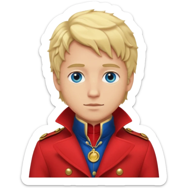 Enjolras From Les Miserables with light skin, blue eyes, Blonde Hair, red outfit sticker