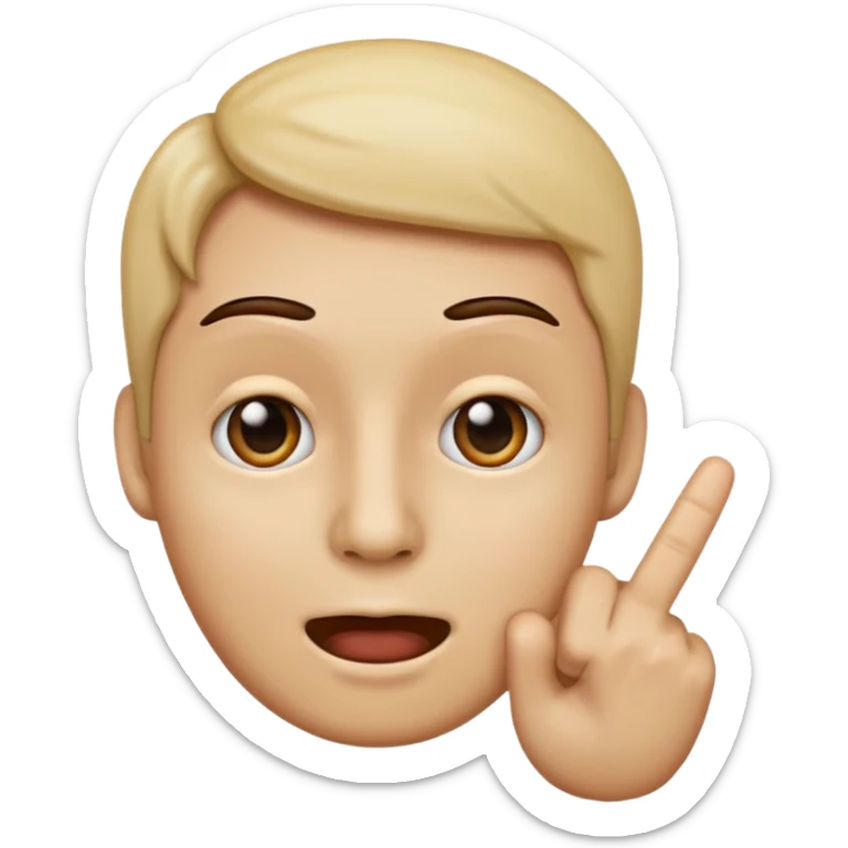 Un emoji(cara) llevándose el dedo índice a la boca, de manera Coqueta, como lo hacen los adolescentes de ahora sticker