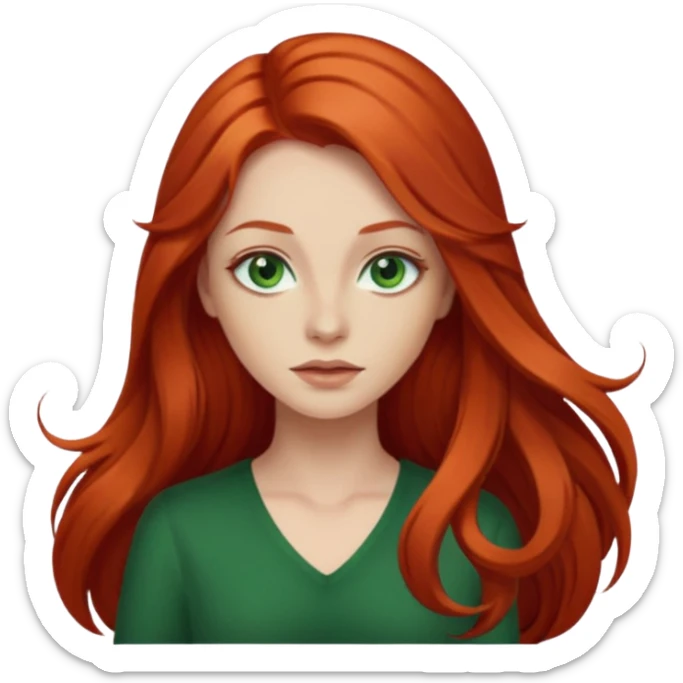 je veux un emoji femme rousse les yeux verts foncé et les cheveux plus longs  sticker