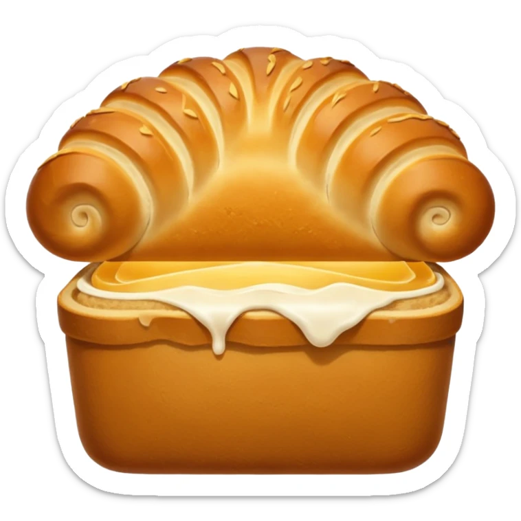 A golden loaf of bread with a crisp crust and a small rising steam curl. sticker