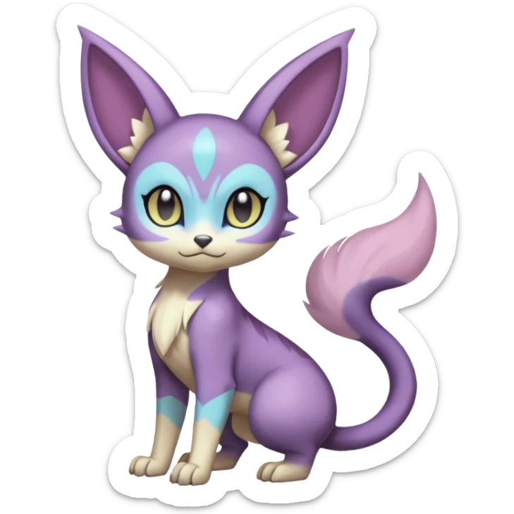 Smooth Soft Dark Pastel Meloetta-Purrloin-Gatomon-Trico-Pokémon-Digimon-Fakémon-fusion-hybrid-creature sticker