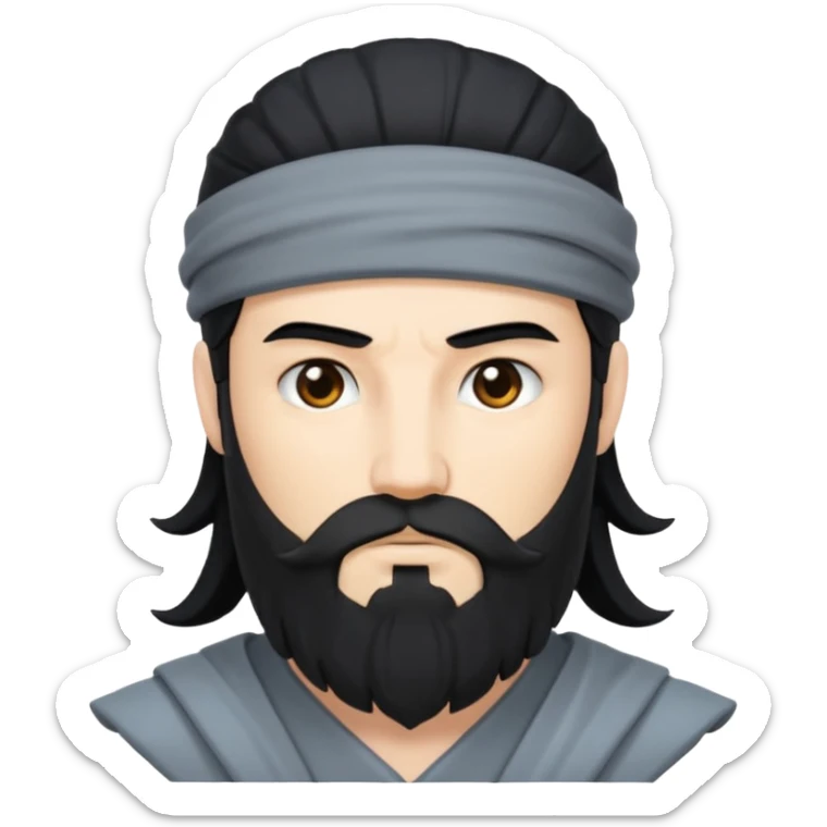 Boreas, God of the North Wind from Gods and Goddesses with black hair and beard, grey outfit sticker