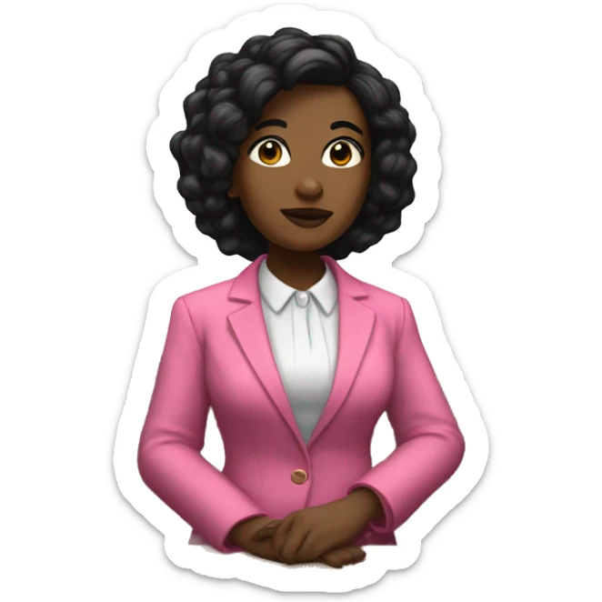 Rear view of Black female Historian with pink blazer and short black hair standing in court sticker