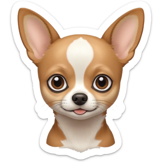 A black and white chihuahua emoji please with a thin white line on the center of head and brown eyebrow sticker