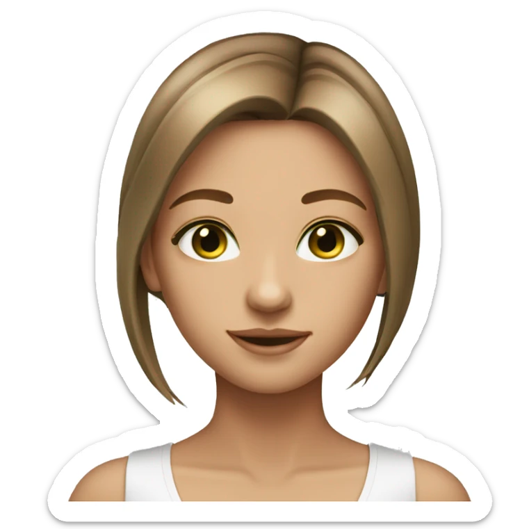 beautiful girl green eyes straight light brown hair sticker