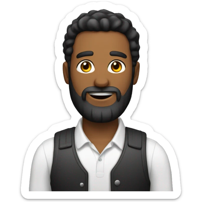 Create an emoji of a man with a beard, black hair that works in IT and likes cars sticker