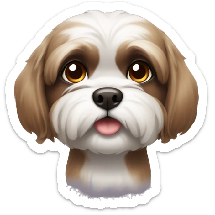 Shitzu with brown a round mouth and grey around eyes with dark brown eyes sticker
