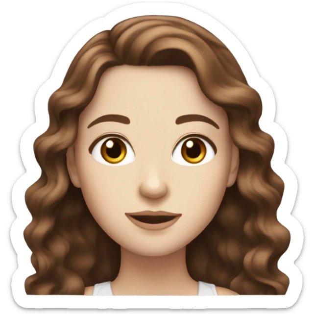 beautiful white girl with brown eyes and long wavy dark auburn hair sticker