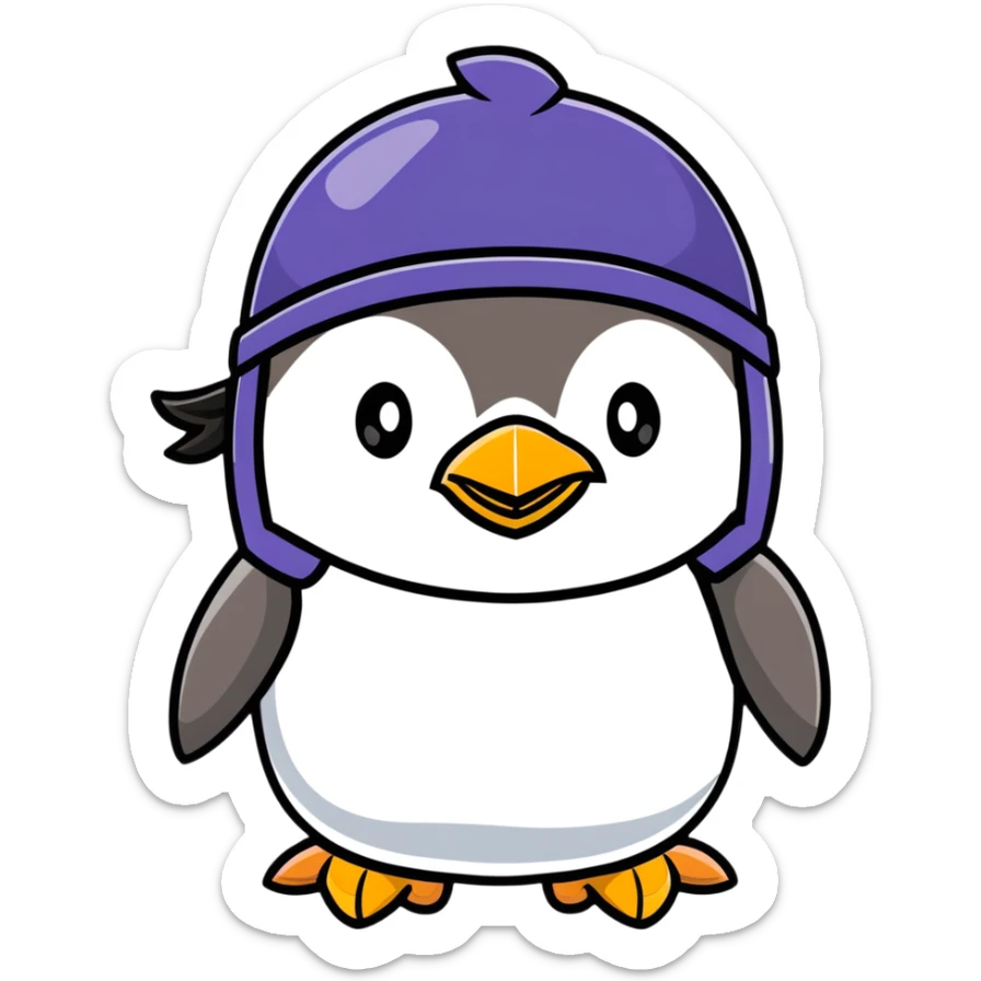 Cute penguin as Norse god Odin with two ravens on shoulders, wearing a Viking helmet and eyepatch sticker