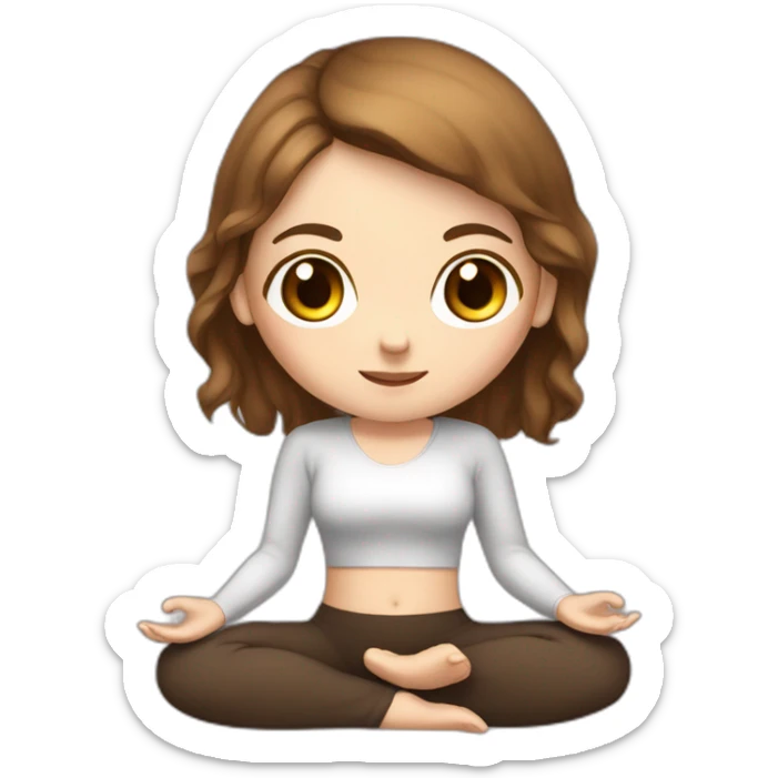 White girl brown hair in Malasana yoga sticker