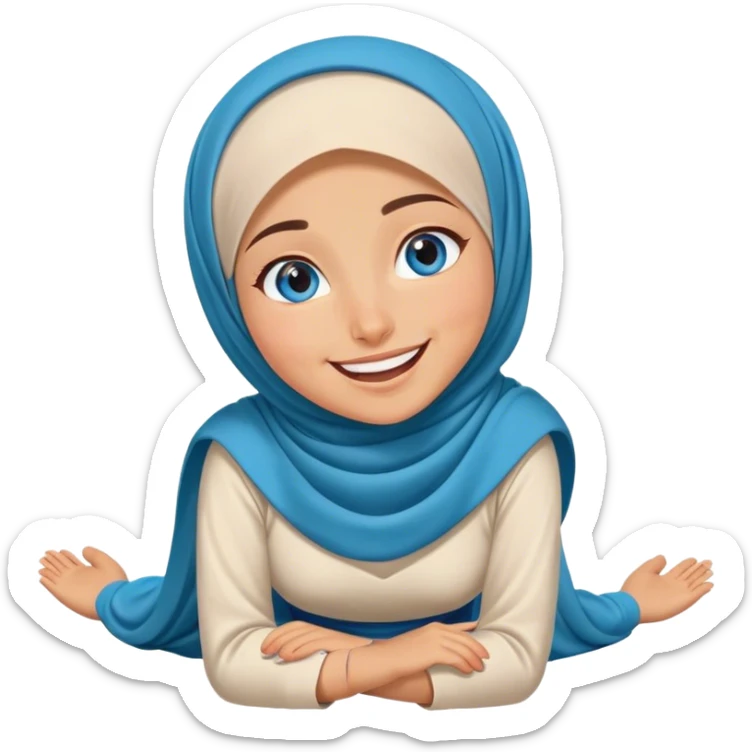 Turkish beautiful finish Konya girl blue eyes with hijab and islamic dress she’s Rolling on the Floor Laughing  sticker