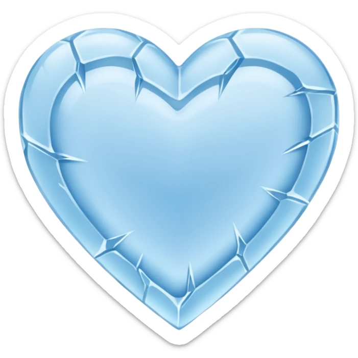 a flat heart that appears to be chiseled from a block of ice. Frost seems to grow on it sticker