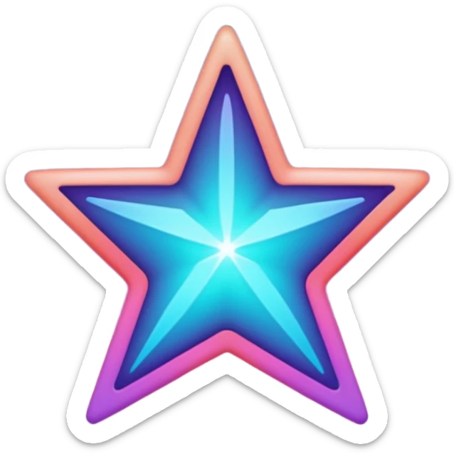
Star color in in gradient of turquoise, blue, pink, purple, and coral sticker