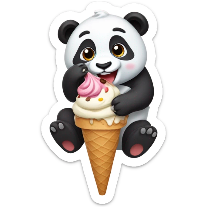 Panda eating ice cream sticker