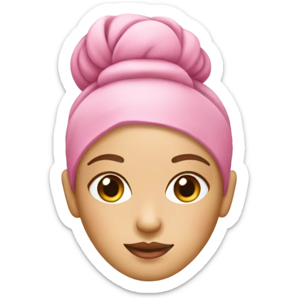 pink girly clean girl head with a bun and spa facial and cucumbers on her eyes sticker