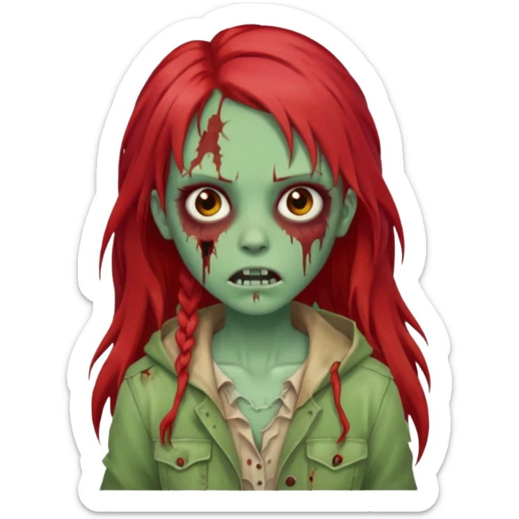 i want a zombie girl emoji with long red hair sticker