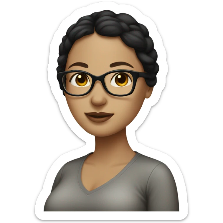 White pregnant woman with dark hair and glasses  sticker