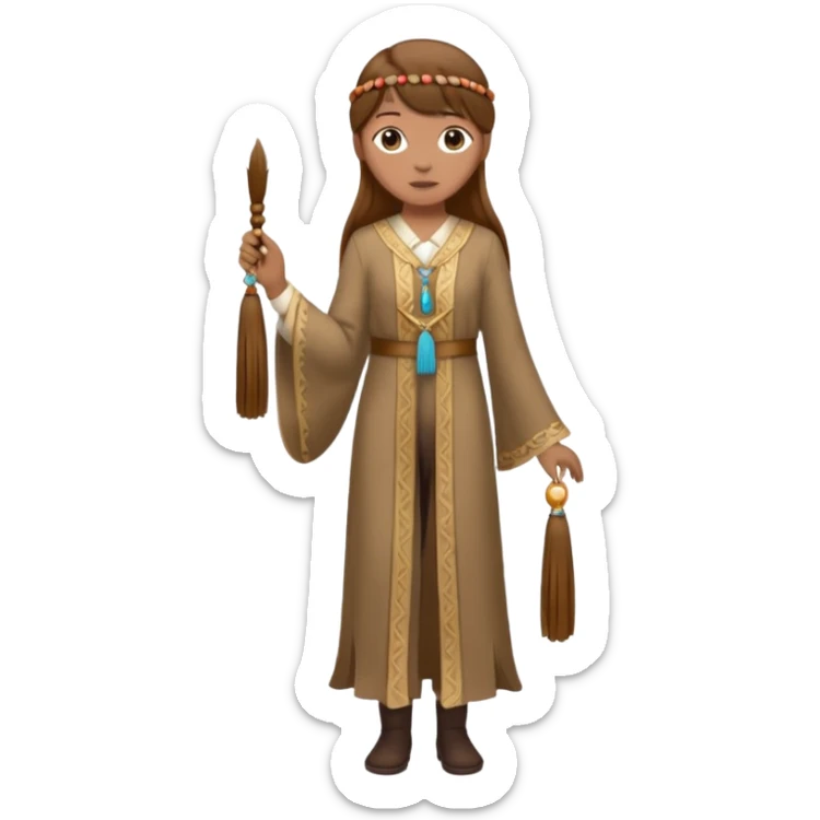 Norsk skogstroll med brunt hår og lang dusk-hale (full body) sticker