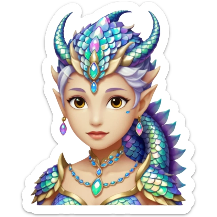 Am amazing blend of a half dragon woman with glittering jeweled scales sticker