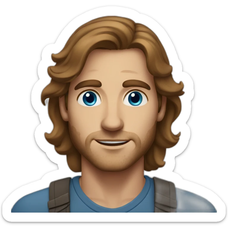 German-Italian American Man with Blue Eyes, Long Brown Hair, and Freckles sticker