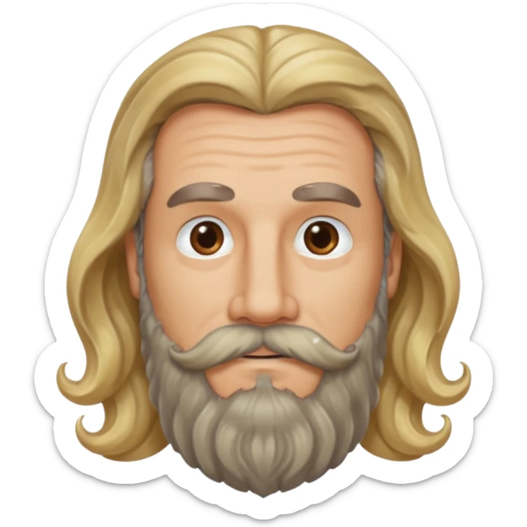 MID AGE MAN WITH LONG BLOND & bROWN WAVY HAIR; AND BROWN & GREY MOUSTACH AND BEARD sticker
